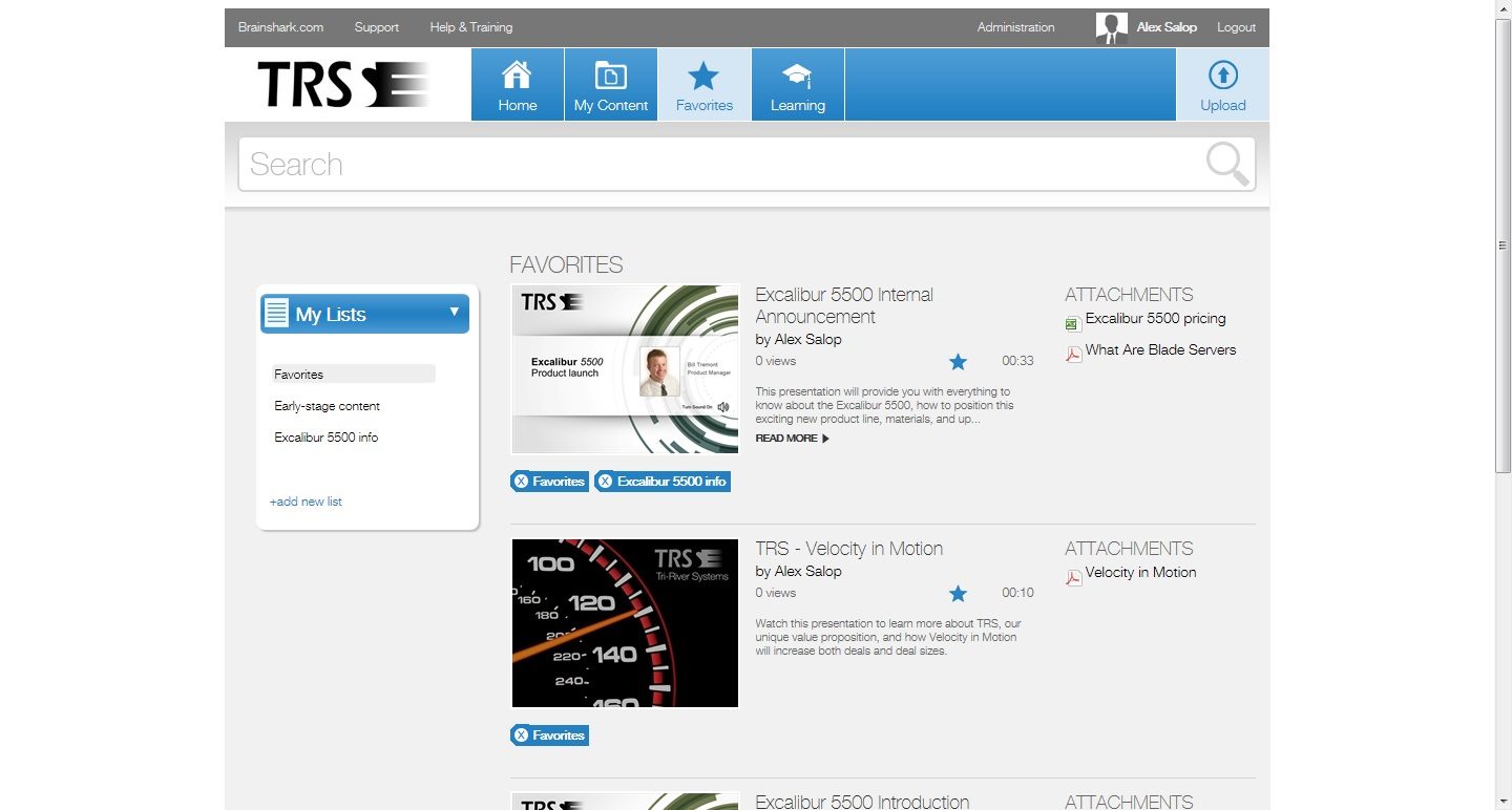 Brainshark Sales Enablement Portal- Favorites functionality.jpg