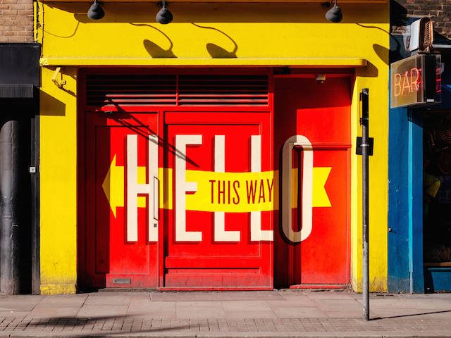 sign that says "hello"