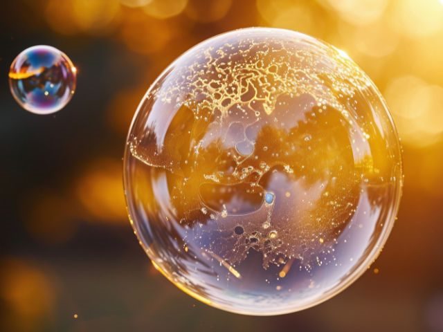 Bubbles floating in the air 