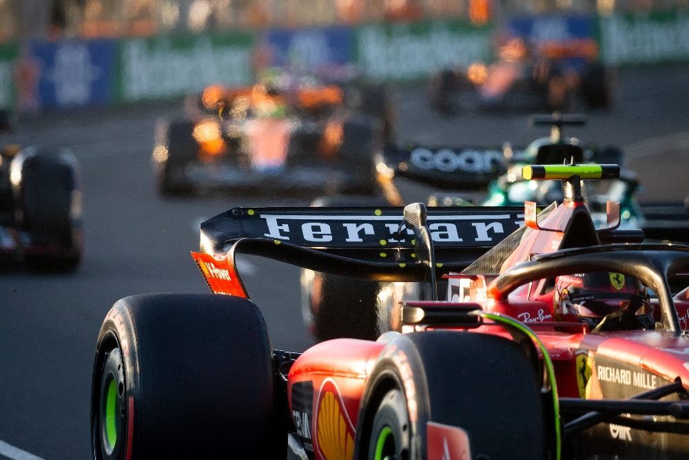 A closeup of a partial Formula 1 car in the Rolex Australian Grand Prix in story about martech solutions.