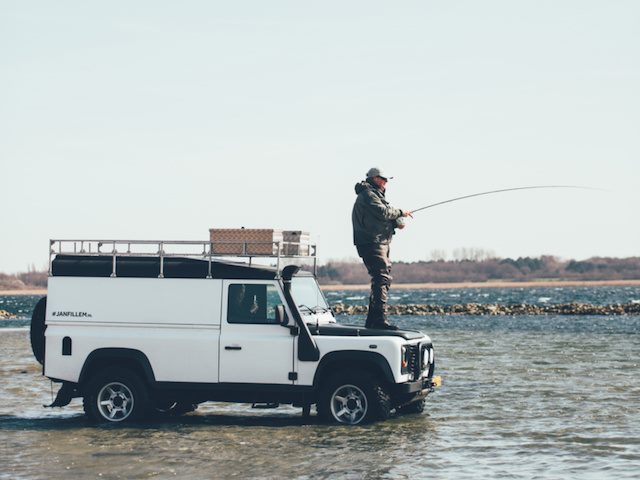 fishing from top of car