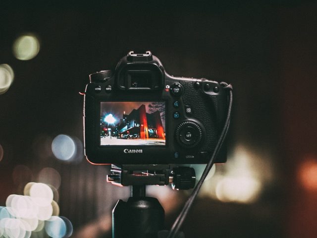 video camera on a tripod