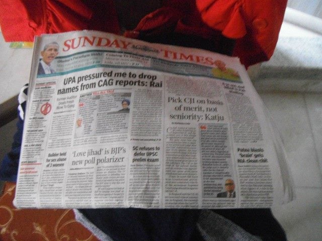 A newspaper front page