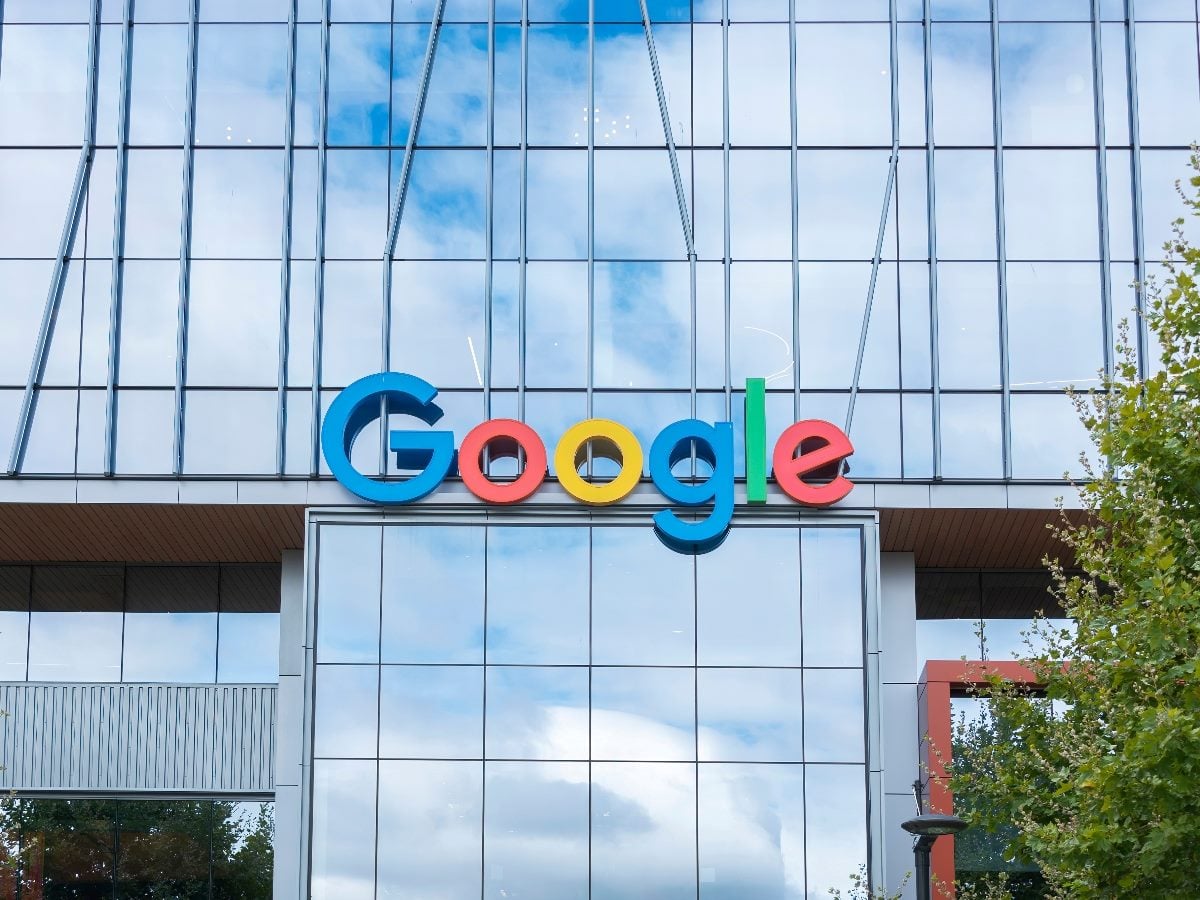 Big GOOGLE sign on a facade of glass taken in Seattle.