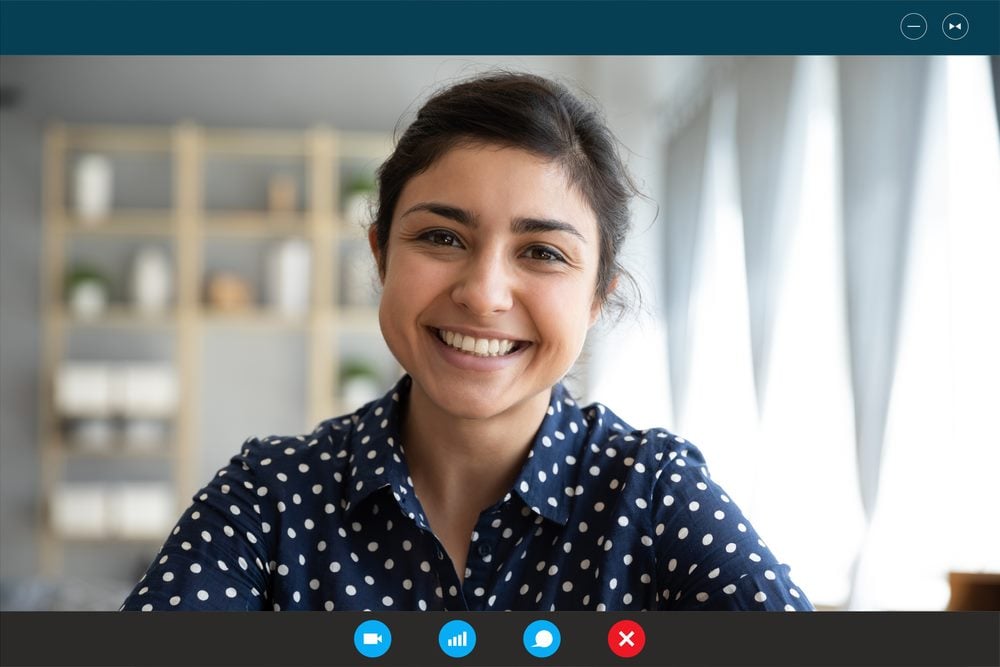 smiling woman on a video call