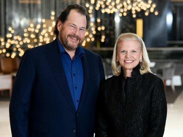Salesforce CEO Marc Benioff and IBM CEO Ginni Rommety