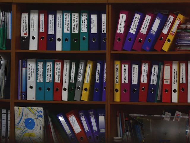 wall full of binders
