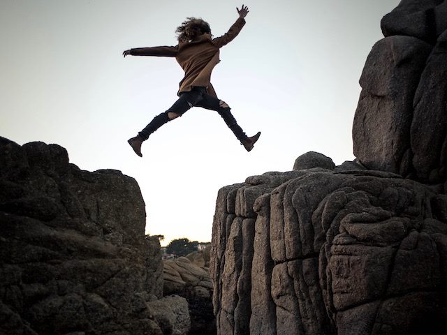big jump between two rocks