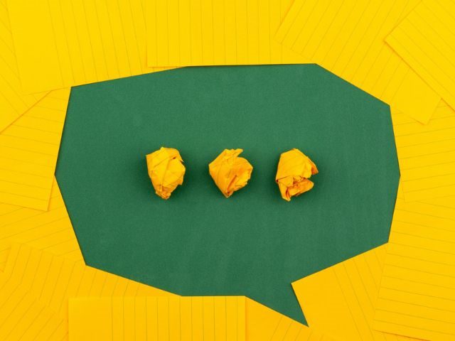 A chat bubble made with paper
