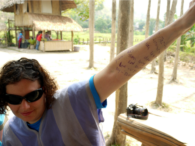 words written on a person's arm
