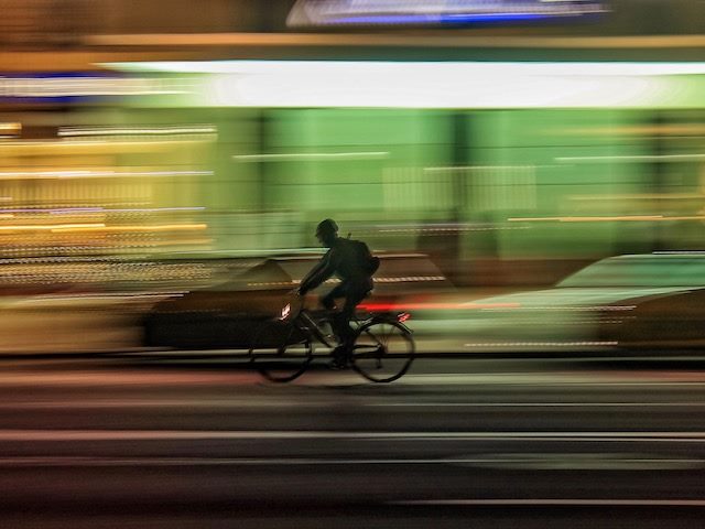 bicyclist speeding at night