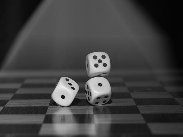 dice on a craps board