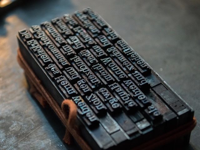 metal typesetting for a printing press