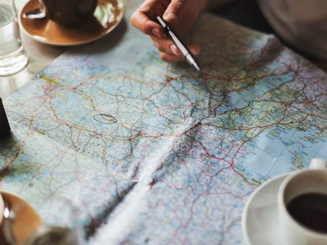 circled destination on a map