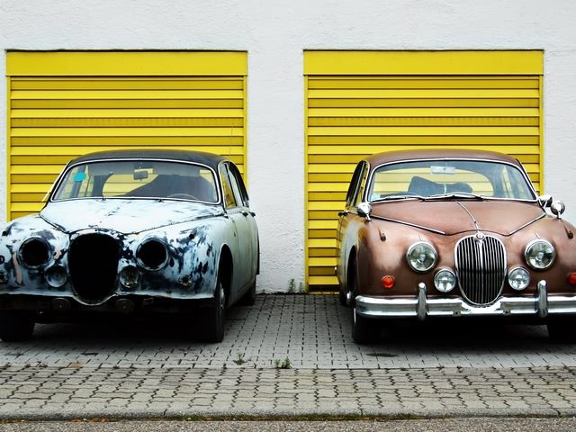 vintage car versus new model