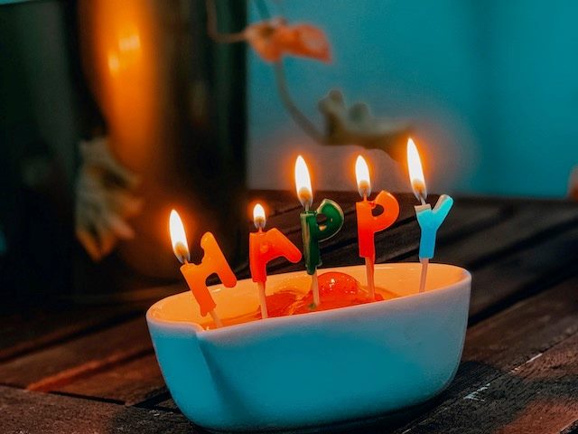 birthday candles in  an ice  cream  sundae