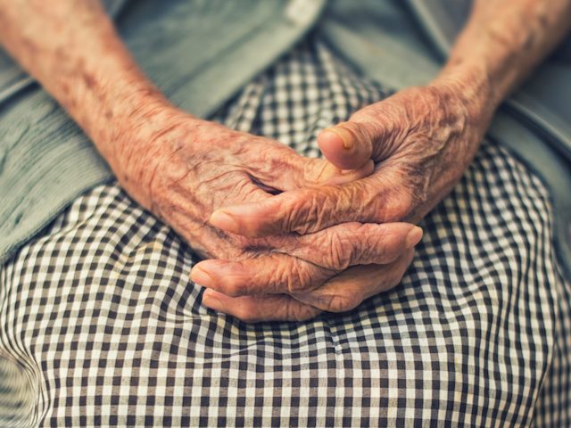 close up of an older woman's hands