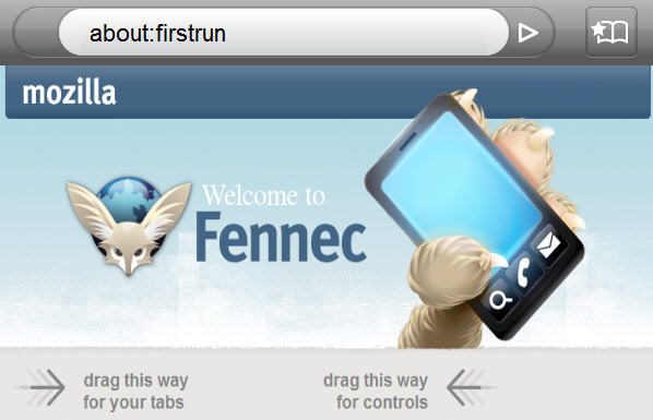 Screenshot: Fennec Welcome Screen