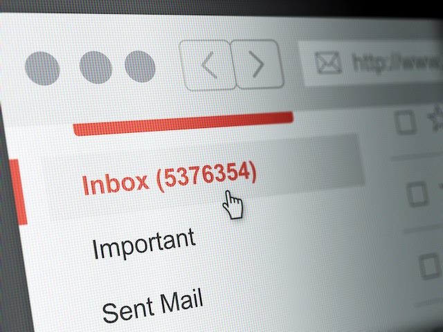 email inbox with  over 5 million unread  emails