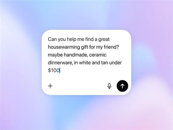 A ChatGPT conversation window showing a user asking for help finding a handmade ceramic housewarming gift under $100, illustrating OpenAI’s new Instant Checkout shopping capability.