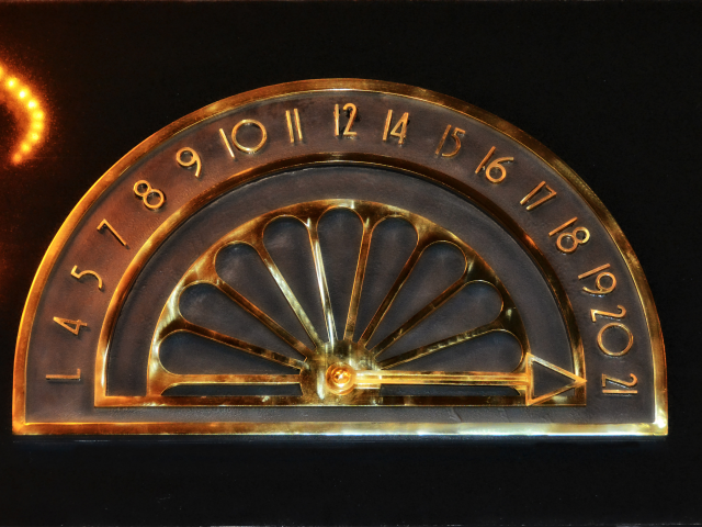 A retro style elevator floor indicator in a Luxury hotel