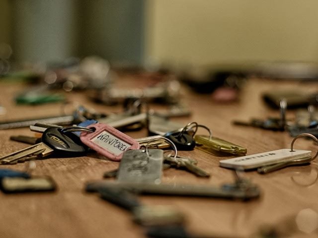 table full of keys