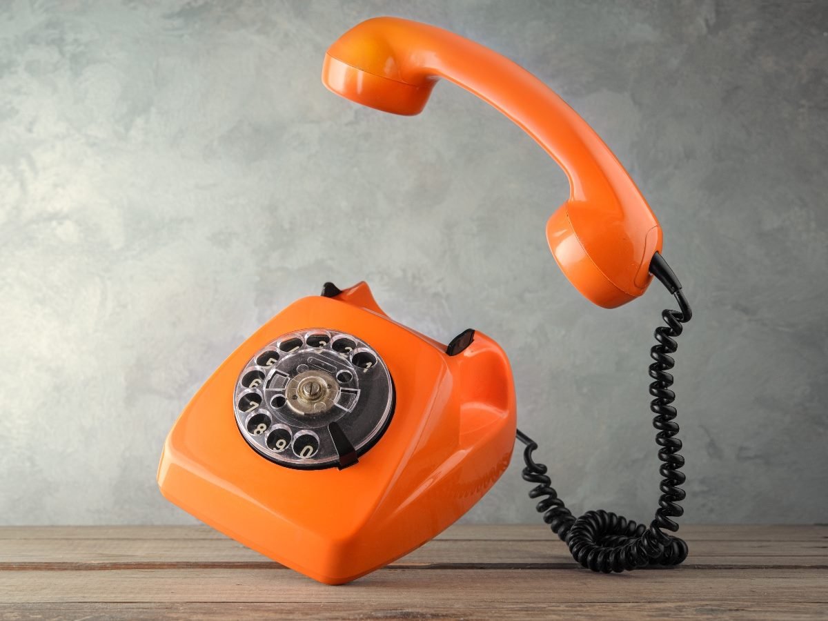 Vintage orange phone.