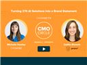 Orange background with two circular headshots of CMSWire TVs host, Michelle Hawley and guest Caitline Blewett
