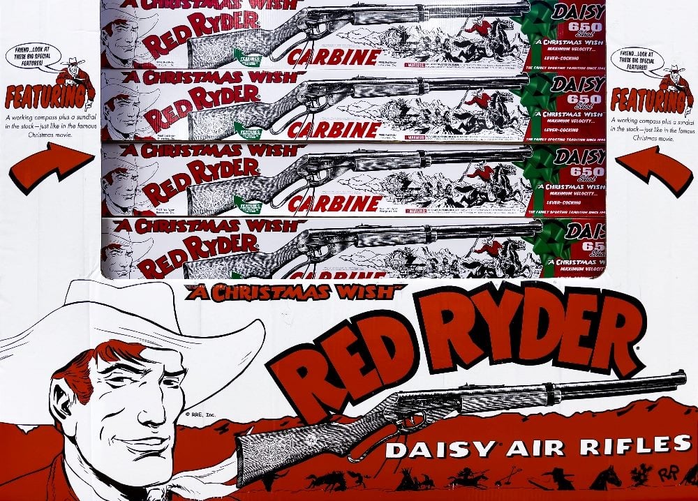 Daisy Red Ryder air rifle BB gun retail store display on piece about emotional marketing.