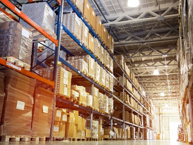 Warehouse full of boxes.