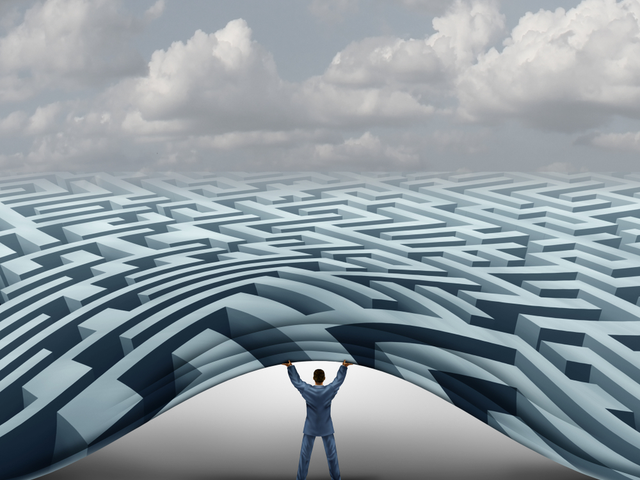 Businessperson with innovative thinking to overcome a business obstacle - customer journey challenges concept