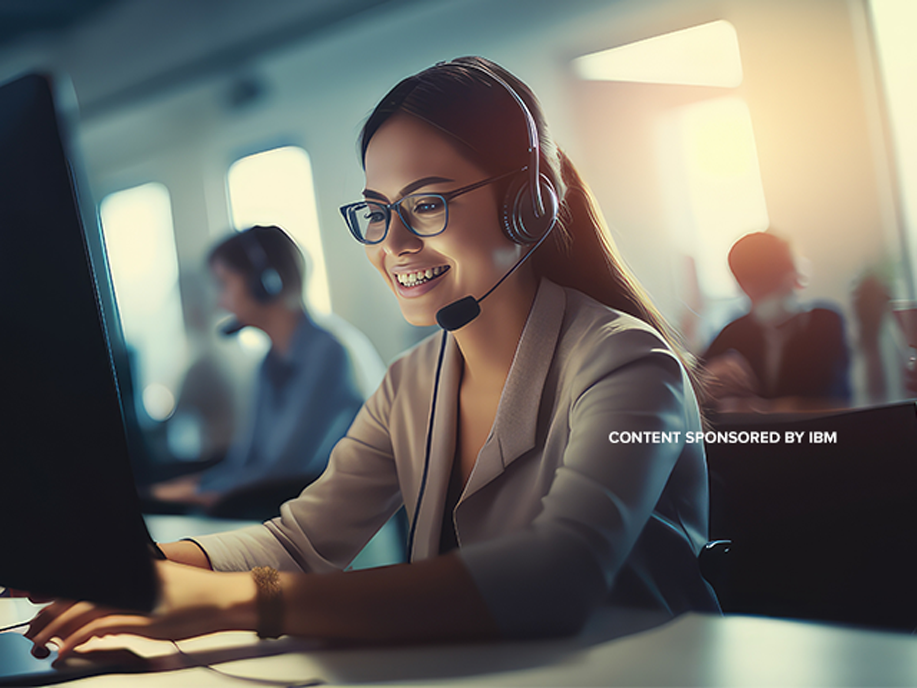 Call center women smiled working and providing service