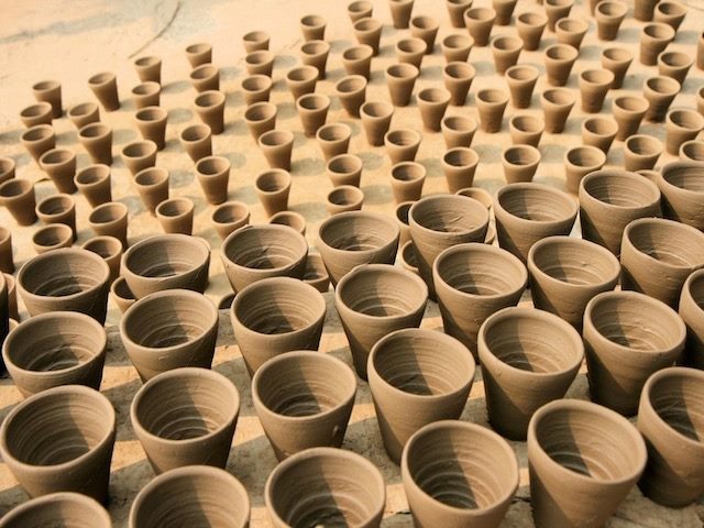 row upon row of clay pots in India