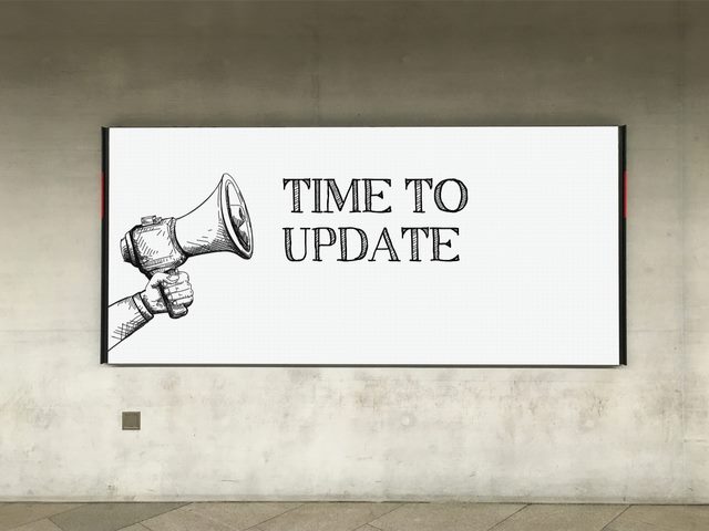 Megaphone announcement time to update on billboard