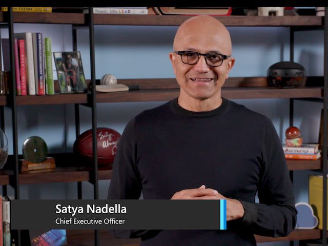 Satya Nadella delivering Ignite 2021 keynote