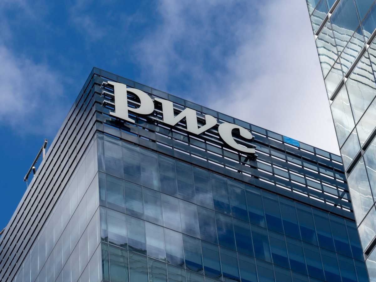 PwC corporate building, shot from the outside.