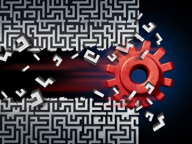 digital disruption concept - blockchain disrupting finance and accounting department