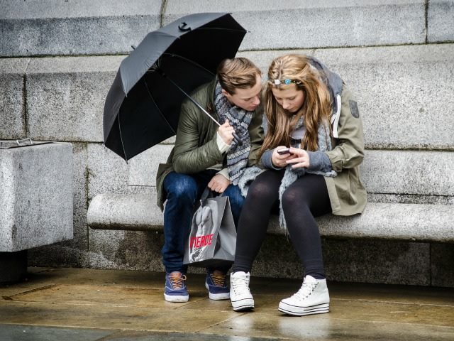 texting in the rain