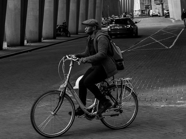 bicycle rider in a city