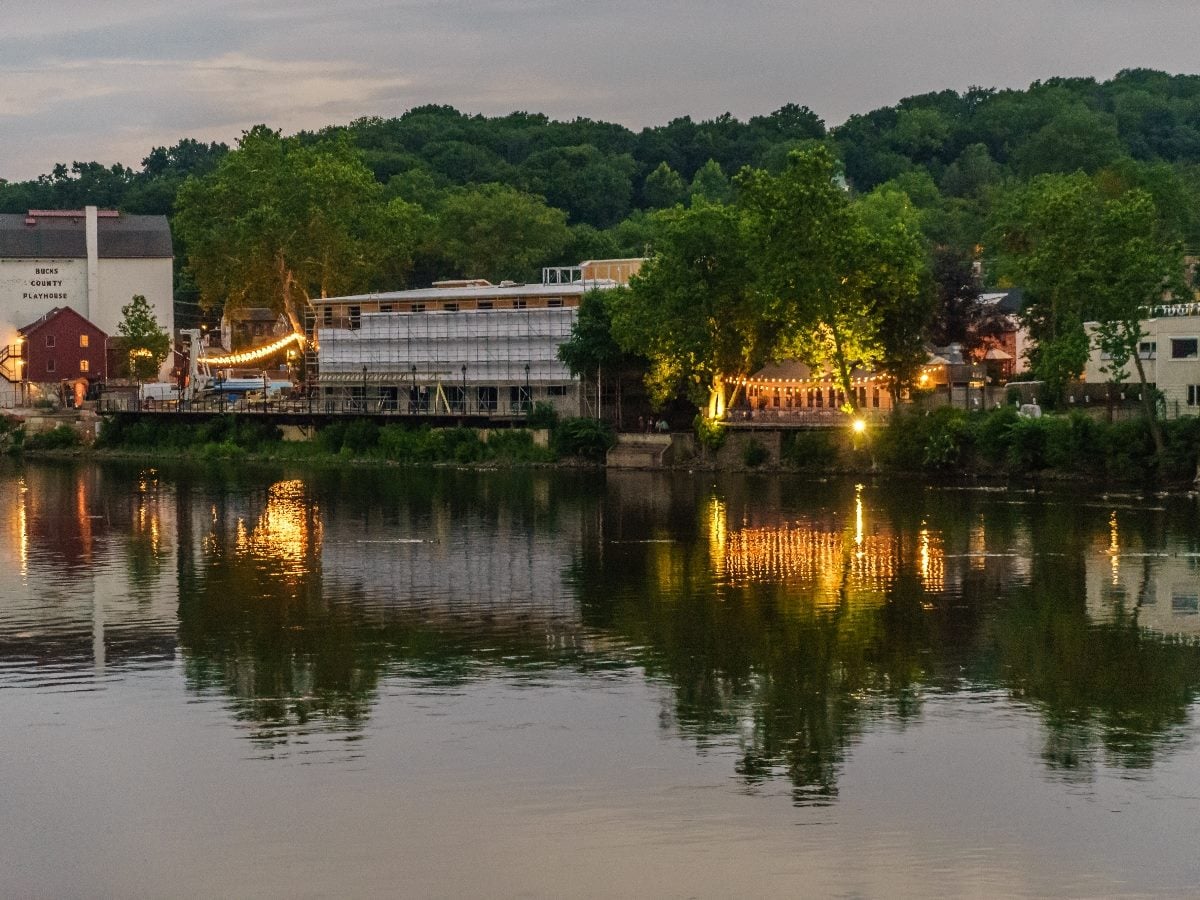 Delaware river during an early summer evening from historic New Hope, Pa.