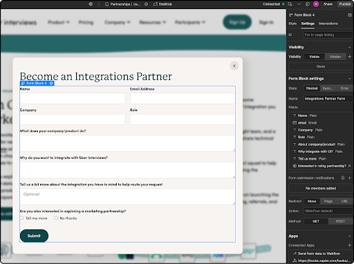 The Integrations Partner Form