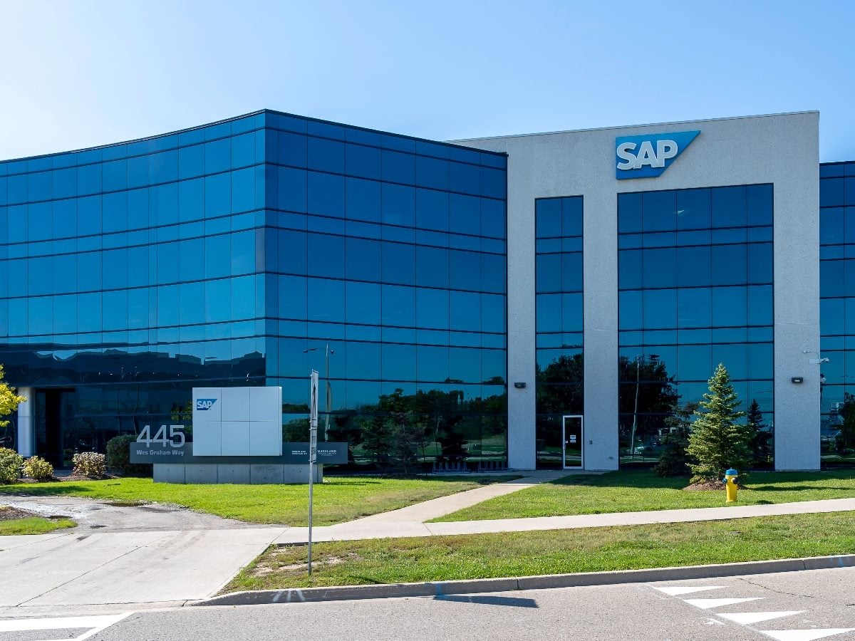 Waterloo, Ontario, Canada: SAP logo on Waterloo office building. 
