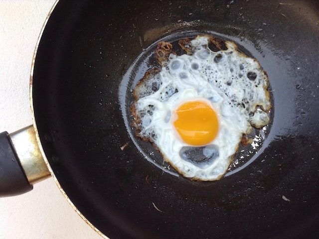 fried egg in a pan