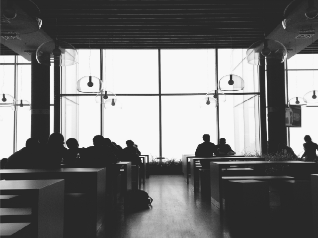 silhouettes of people in a room