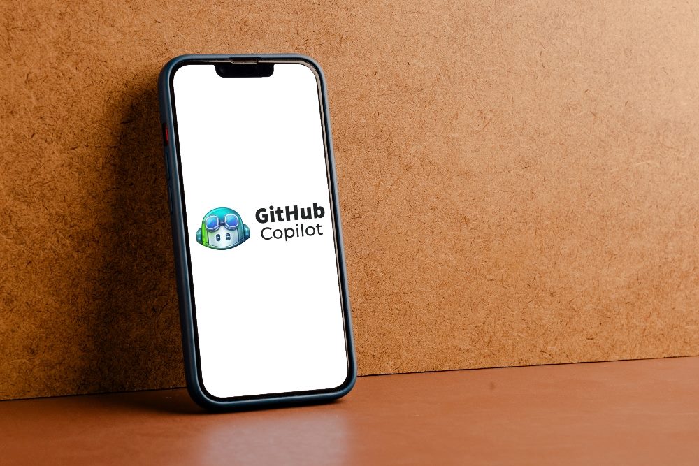 Github Copilot app branded on the home screen of a smart phone.