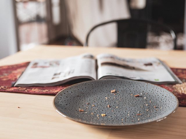 crumbs on a plate