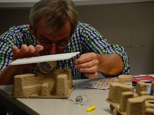 man taking part in a design thinking exercise