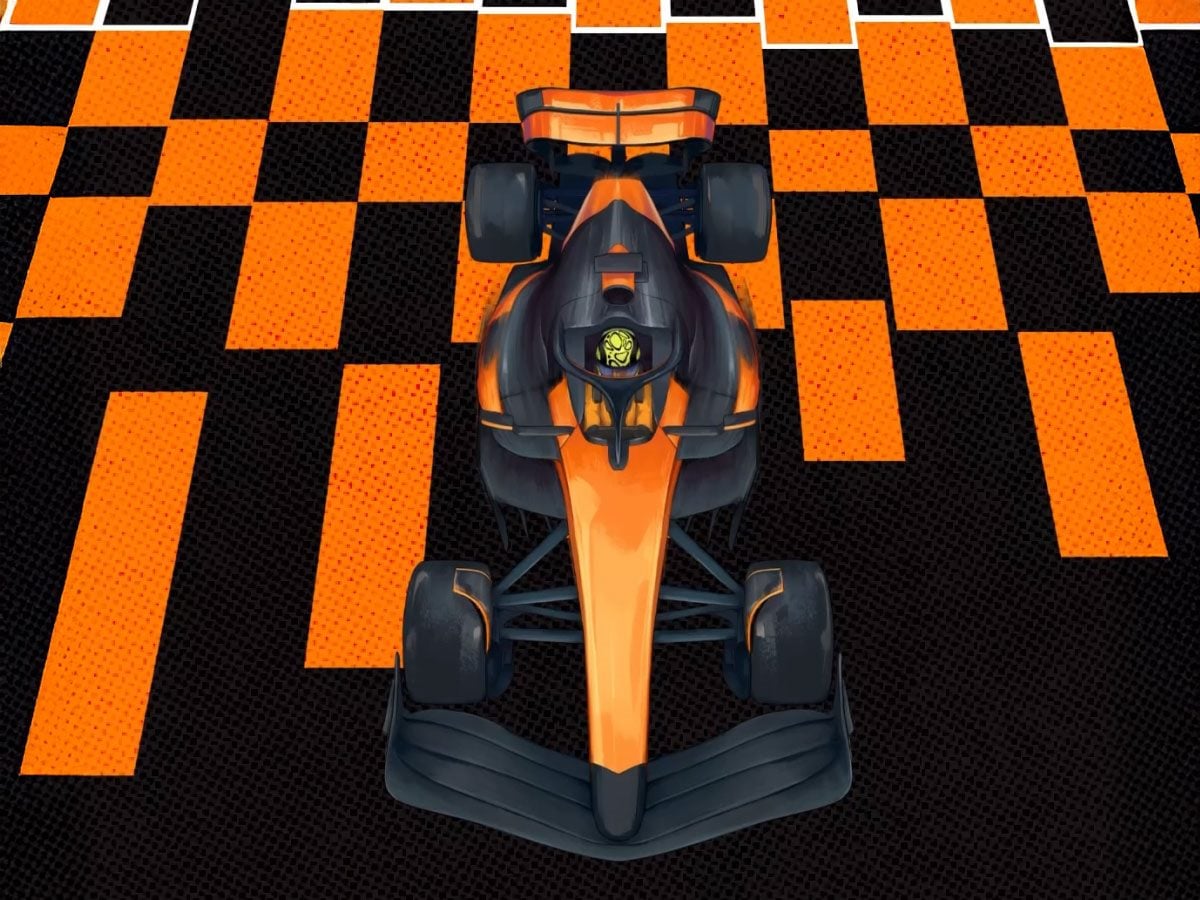 Race car on a checkered background