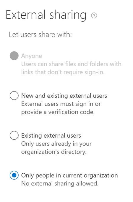 external sharing settings in SharePoint
