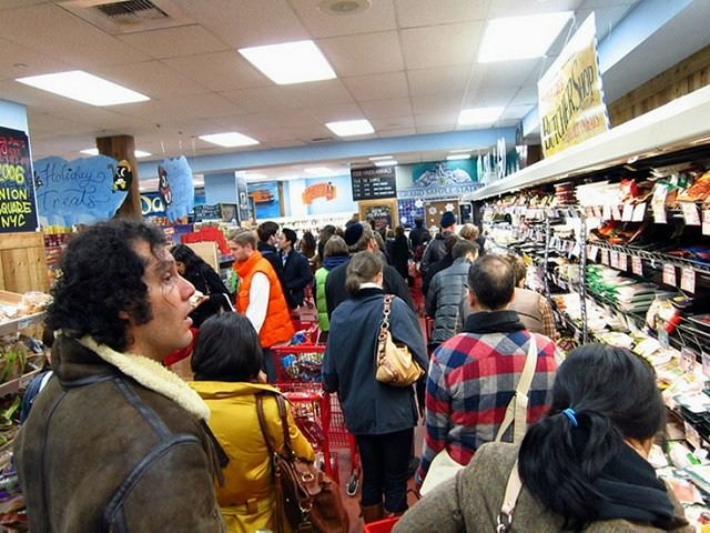 Customers in line at Supermarket